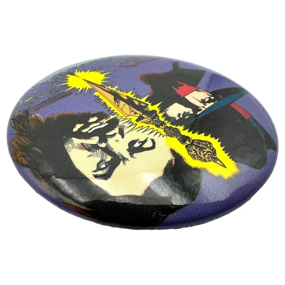 Vintage 1990s THE SHADOW Button Pin Comic Phurba Dagger 1.7” Collectible Rare